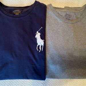 MENS Polo by Ralph Lauren Gray T-Shirt AND Navy blue tshirt.Two shirts,one price